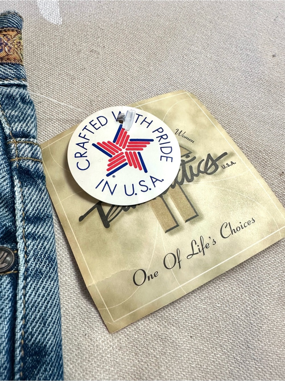 Vintage Team Tactics USA NWT High Rise Button Fly Jeans Boho Trim Size 10 - Picture 8 of 9